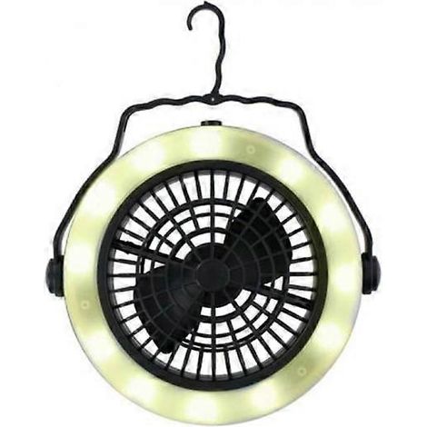 HONORNIC - Lampe de camping avec ventilateur - Fonctionne sur piles - LED noire