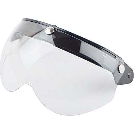 Keenso Visière de Casque Rétro Universelle à 3 Boutons-Pression Coupe-Vent Pare- Demi-Face Visière de Casques de Moto (Transparent) (1/4)