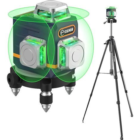 Niveau Laser, 3x360° Disposition, Visibilité du Faisceau Vert, CIGMAN CM-701T (1/2)