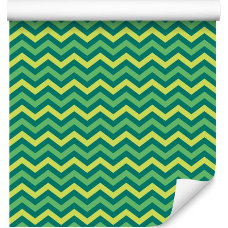 Papier peint à motifs zigzag vert et mer pour salon et chambre 50x1000 cm (1/5)