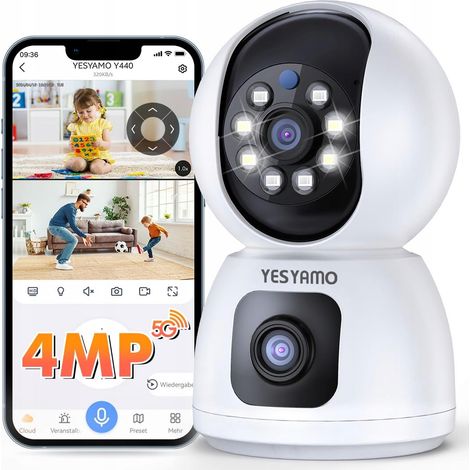 Cámara de seguridad para interiores YESYAMO de 4 MP, PTZ 360°