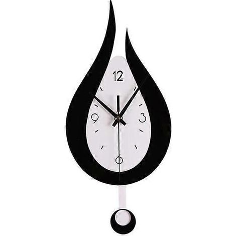 Horloge murale goutte d'eau, horloge murale noire, horloge blanche en forme de larme (Goutte d'eau-2) (1/5)