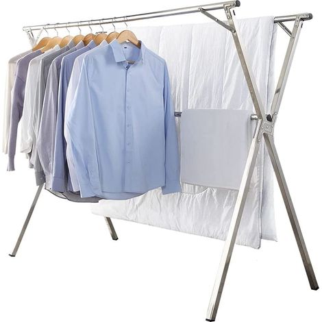 Séchoir à linge pliable, séchoir à linge en acier inoxydable pour l'intérieur et l'extérieur, rangement simple, porte-vêtements, 1,6 mètre (1/5)