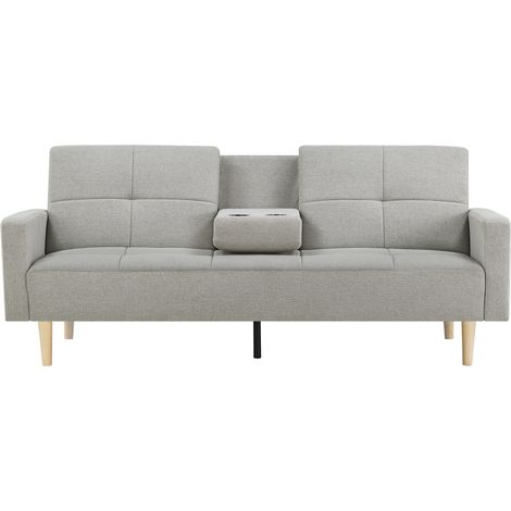 Sofá cama de 3 plazas de tela gris OSLO