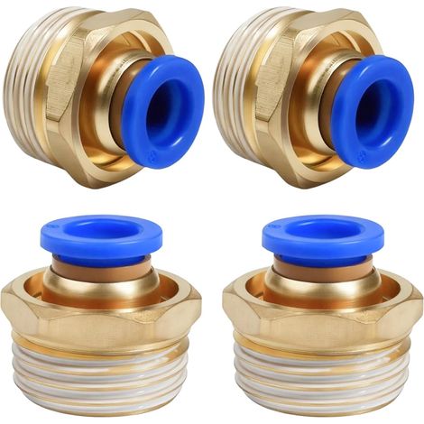Raccords Pneumatiques Droits - Lot de 4 - Cuivre et Plastique - Connexion Rapide 8mm - Pour Compresseurs d'Air - Filetage 1/2 Pouces Bleu (1/5)