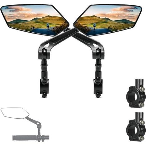 Rétroviseur Vélo - Universel - 2 Pièces - Miroir Convexe HD - Réglable 360° - Anti-choc (1/4)