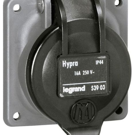 Presa fissa 2P+T con connettore domestico Hypra IP44 - 250V - plastica - 053903