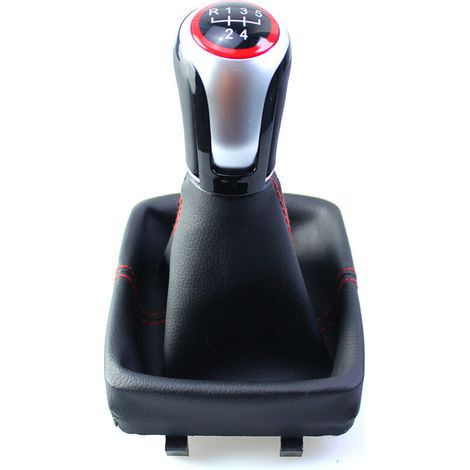 Ce pommeau de levier de vitesses est compatible avec les Volkswagen Polo 9N. Il s'agit d'un accessoire de modification pour boîte manuelle 5 vitesses, un kit rouge monobloc. (Kit pommeau de levier de