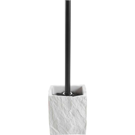 Brosse WC Effet Minéral "Stony" 36cm Blanc (1/3)