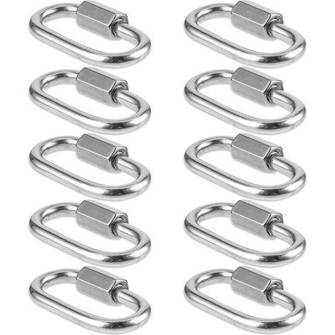 Lot de 10 petits mousquetons robustes en acier inoxydable 304 M3.5 avec vis pour camping, randonnée, hamac
