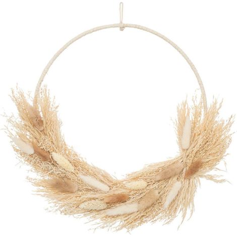 Couronne de Fleurs Séchées "Murale" 34cm Beige (1/2)