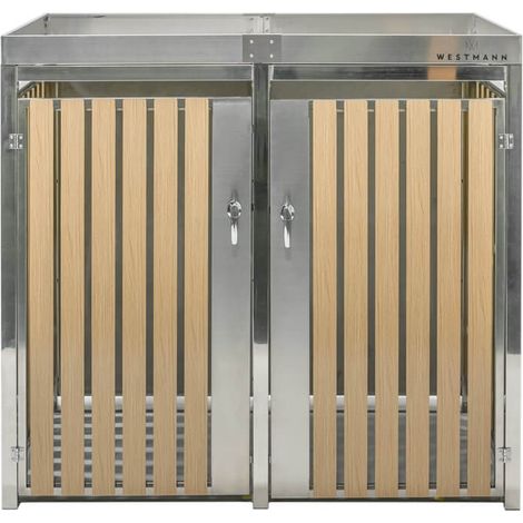 Westmann Edelstahl Mülltonnenbox für 2 Mülltonnen 240 Liter Silber 84x134x125 cm (1/5)