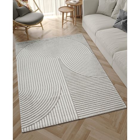 Everest tapis salon chambre court poil 3d doux gris