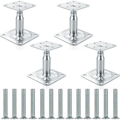 Lot de 4 supports de poteau surélevés galvanisés réglables de 100 à 150 mm, support de toit robuste pour construction (1/5)