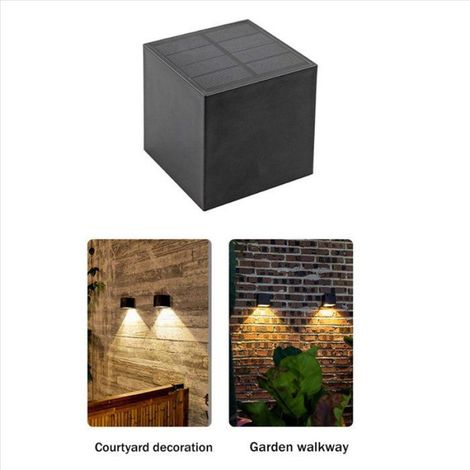 2X LumièRe Solaire - Applique Murale CarréE de Jardin ExtéRieur Capteur de LumièRe Du Soleil ÉTanche Cour Cour Balcon ClôTure (1/5)