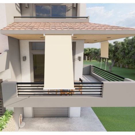 Tenda da sole a caduta con bracci per balcone terrazzo finestra 100cm Beige Golisa