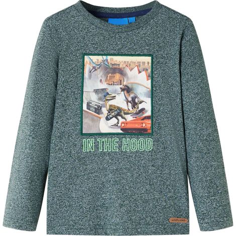Teenpull – Kinder-Langarmshirt Dunkelgrün Melange 104 (1/5)