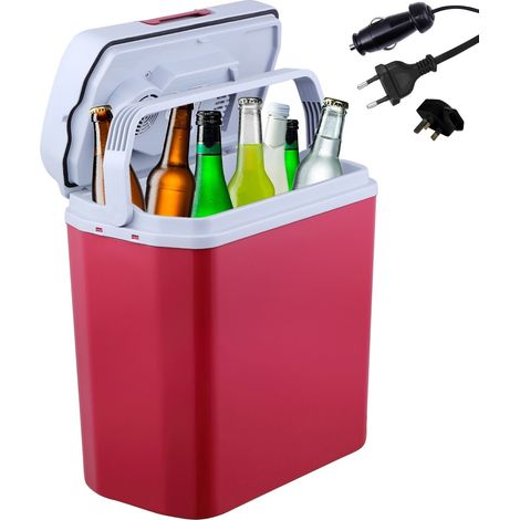 AREBOS 20 litre cool box for cooling and keeping warm mini fridge thermo-electric cool box with ECO mode 12/230 V for car and socket outlet electric cool box red
