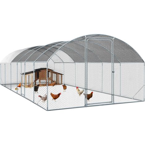 Idmarket – Enclos poulailler dôme 22,5 m² en acier galvanisé – Parc grillagé 3x7,5 m – Hauteur 2 m – Porte latérale sécurisée