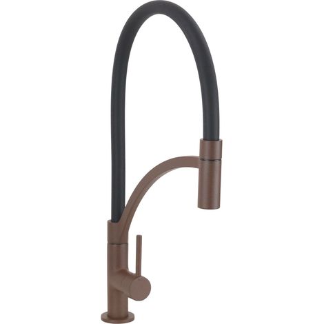 Miscelatore cucina colore ruggine con canna orientabile in silicone nera Pollini Jessy Color SHOP0000086 Ruggine (1/5)