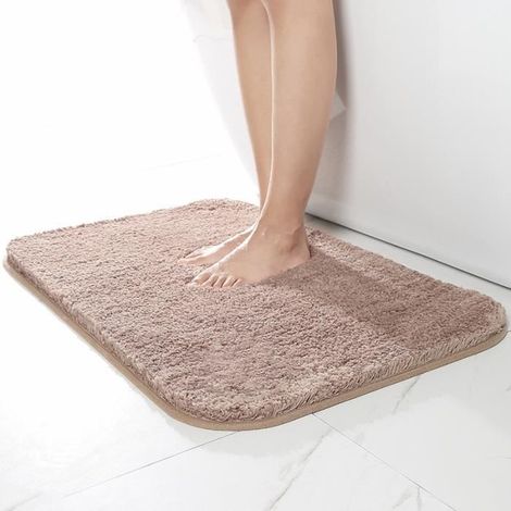 Tapis de Bain Absorbant Antidérapant, Tapis Salle Bain Moelleux en Microfibre, 50X80cm d'épaisseur,Rose (1/4)