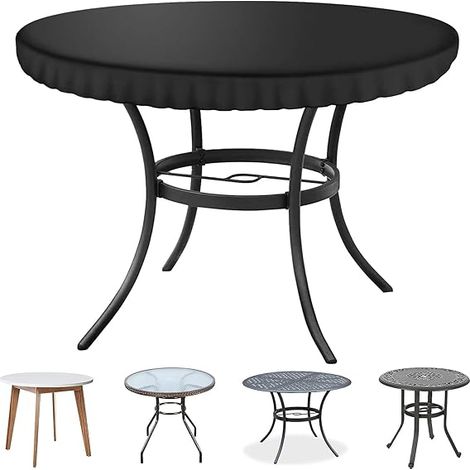 Runde Gartenmöbel-Abdeckung für Patio-Lounge-Set, Terrassentisch-Abdeckungs-Set, Gartenmöbel-Abdeckung Installation, wasserdichte runde Tischabdeckung, 210D Oxford-Gewebe, 92 x 10 cm (1/4)