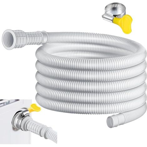 Air Conditioner and Dehumidifier Flexible Drain Hose - 3m with Cut-Out Rubber Adapter Clamp (1/5)