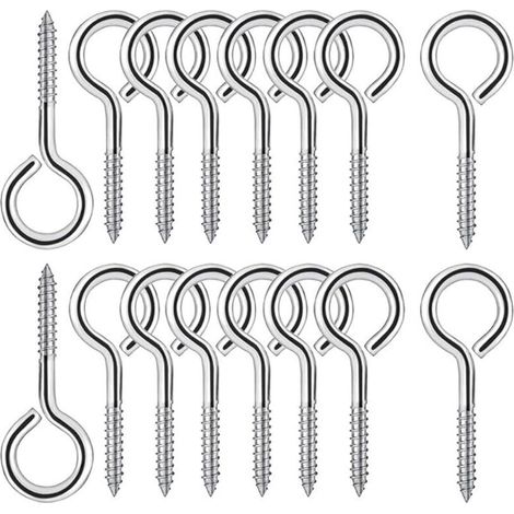 25 Pièces M4 Piton à Visser en Acier Inoxydable 304 Vis Mouton Oeil Rond Auto Taraudeuse Vis à Anneau Crochets à Oeil Boulon à œil Crochets Piton à Vis 50mm
