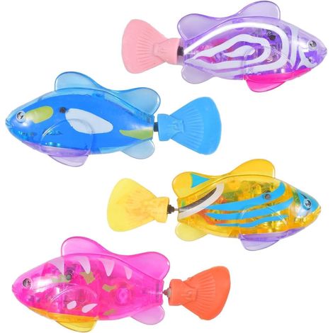 Set mit 4 schwimmenden elektronischen Fischen, wiederverwendbares Badespielzeug für Schwimmbad, Kinder (A) (1/5)
