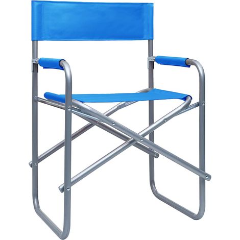 Sedie da Regista 2 pz  Sedute da esterno in Acciaio Blu (1/3)