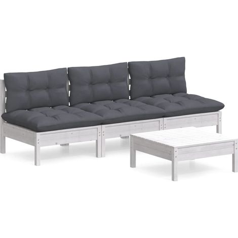 Maison Exclusive - Set Divani da Giardino 4 pz con Cuscini Antracite Legno di Pino (1/5)