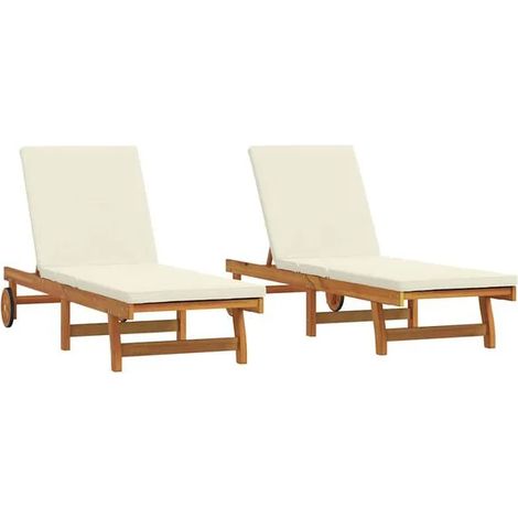 Ensemble de 2 Transat en Bois d'Acacia Massif, Couleur Marron (1/5)