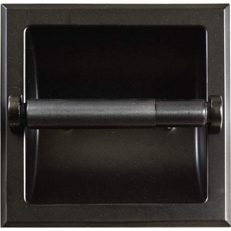 Porte-papier toilette encastré noir mat, fixation murale robuste en métal avec supports de montage arrière, installation murale facile. (1/5)