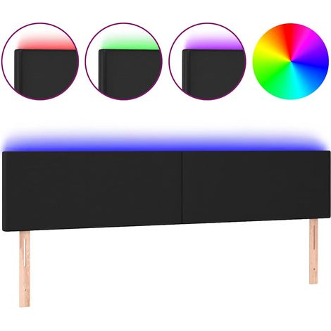 Tête de lit à LED Résistante et économique, Panneau de lit, Noir 160x5x78/88 cm Similicuir OIB9465E (1/5)