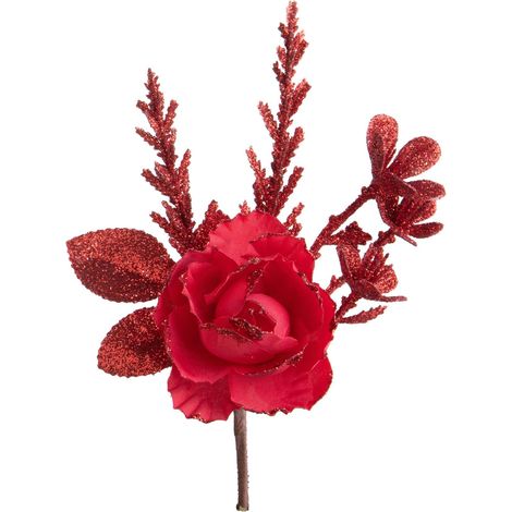 Ramo decorativo con rosa per decorazioni e composizioni floreali h 16 cm -Champagne (1/2)
