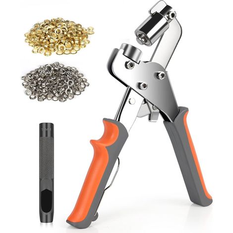 Ösenzange für planen & stoffe - Profi Ösenzange mit 500 Ösen (Ø 10mm), Magnetische Ösenstanze aus Kohlenstoffstahl für Perfekt für Leder, Gürtel, Awnings, Stoffe