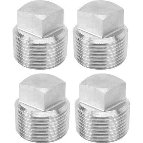 Lot de 4 bouchons à tête carrée en acier inoxydable 316 26,5 mm embout de tube raccord vissé (1/5)