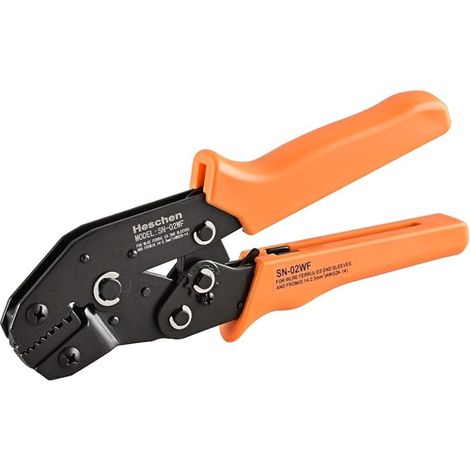 Mini pince à sertir à cliquet, SN-02WF, outils de sertissage de bornes d'extrémité de cordon, utilisation pour 0,14-2,5 mm² (26-13 AWG), Orange (1/5)