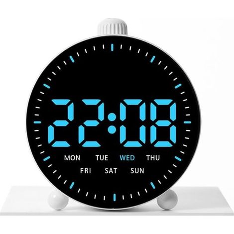 Radiosveglia a LED con conto alla rovescia, visualizzazione della data e doppia funzione di allarme, lancetta dei secondi con funzione di salto per garantire l'ora esatta, display bianco, facile da us