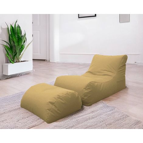 Dmora Chaise longue de salón moderno, Made in Italy, Sillón con reposapiés de nailon, Puf acolchado para dormitorio, 120x80h60 cm, Color beige, con embalaje reforzado (1/3)