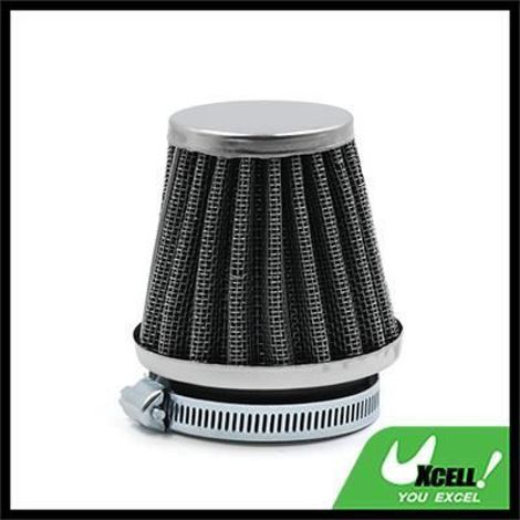1x Filtre à air moto, conique universel 48mm, maille acier double couche, plastique métal caoutchouc, pour admission air moteur (1/2)