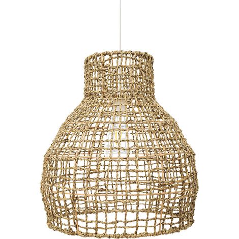 Rattan-Deckenlampe - Pendelleuchte im Boho-Bali-Design - Lan Natural wood