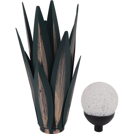 Tequila Art Sculpture with Colorful Light Iron Dark Green 300MAH Metal Agave Art Sculpture for Living Room