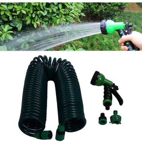 Tuyau d'arrosage télescopique à ressort EVA 15m, 7 modes pour jardin, pelouse et plantes (1/5)