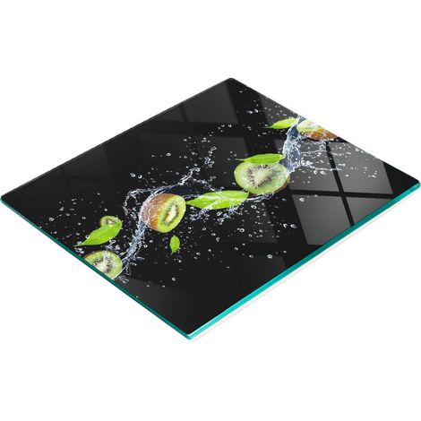 Tabla de cocina de vidrio duradera y elegante con estampado de kiwi y agua, 60x52 cm. (1/5)