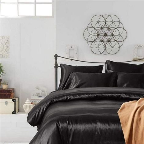 Taies d'oreiller en Satin - WOVTE - 51 x 76 cm - Noir - Anti-acariens et Hypoallergénique (1/4)