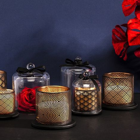 CANDELA CON CAMPANA IN VETRO MISTA