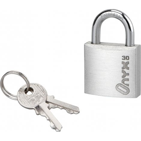 Cadenas à clé, alu, 30mm, anse acier cémenté nickelé, 2 clés - SP