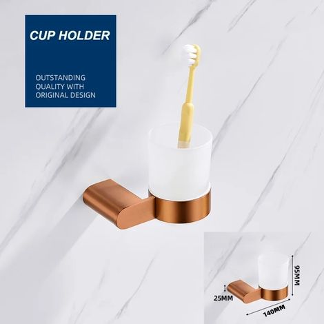 Porte-gobelet, porte-serviettes, porte-papier toilette, crochet pour peignoir, porte-gobelet, porte-brosse WC, porte-savon, accessoires de salle de bain en or rose brossé (1/5)