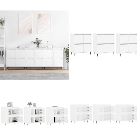 Sideboards 3 Stk. Weiß Holzwerkstoff - Schreibtisch - Wohnzimmermöbel - Regal - Sideboard - Eiche - Home & Living (1/5)